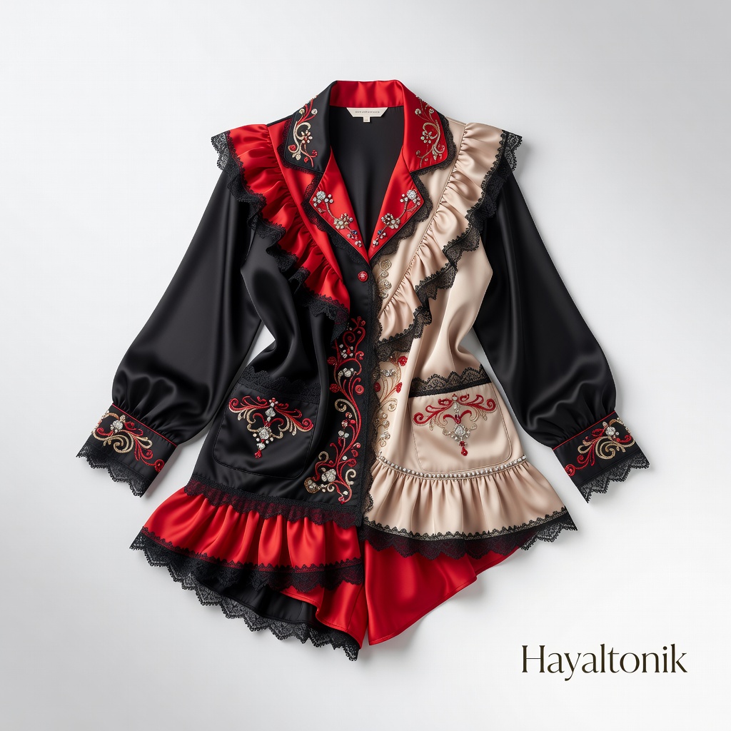 Dantelli Saten Pijama Takımı